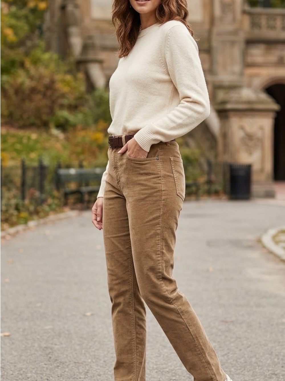 Talbots Straight-Leg Corduroy Jeans in Brown